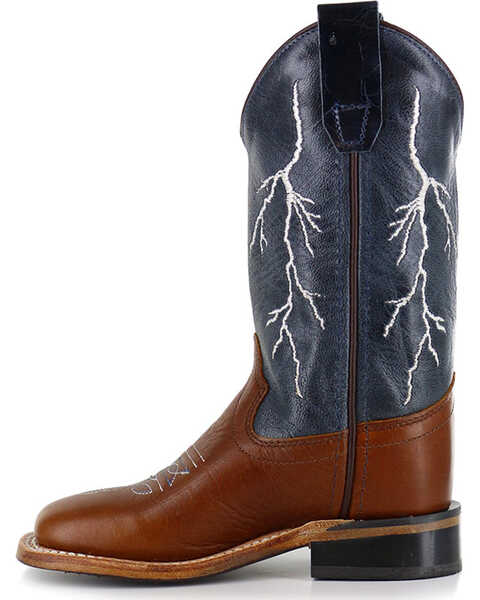 Image #3 - Cody James Boys' Lightening Embroidered Western Boots - Square Toe , Brown, hi-res