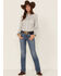 Rough Stock by Panhandle Women's Southwestern Stripe Long Sleeve Snap Western Core Shirt, Ivory, hi-res