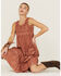 Cleo + Wolf Women's Textured Floral Midi Dress, Brick Red, hi-res