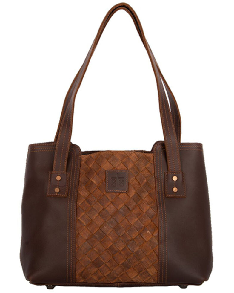 STS Ranchwear By Carroll Basket Weave Small Tote , Brown, hi-res