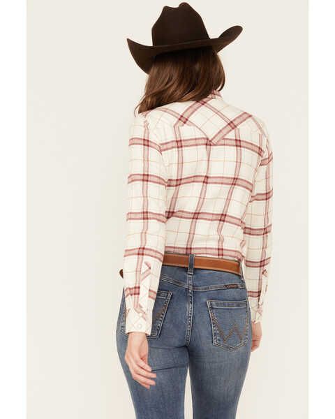 Image #4 - Shyanne Women's Willow Long Sleeve Snap Western Flannel Shirt , Cream, hi-res