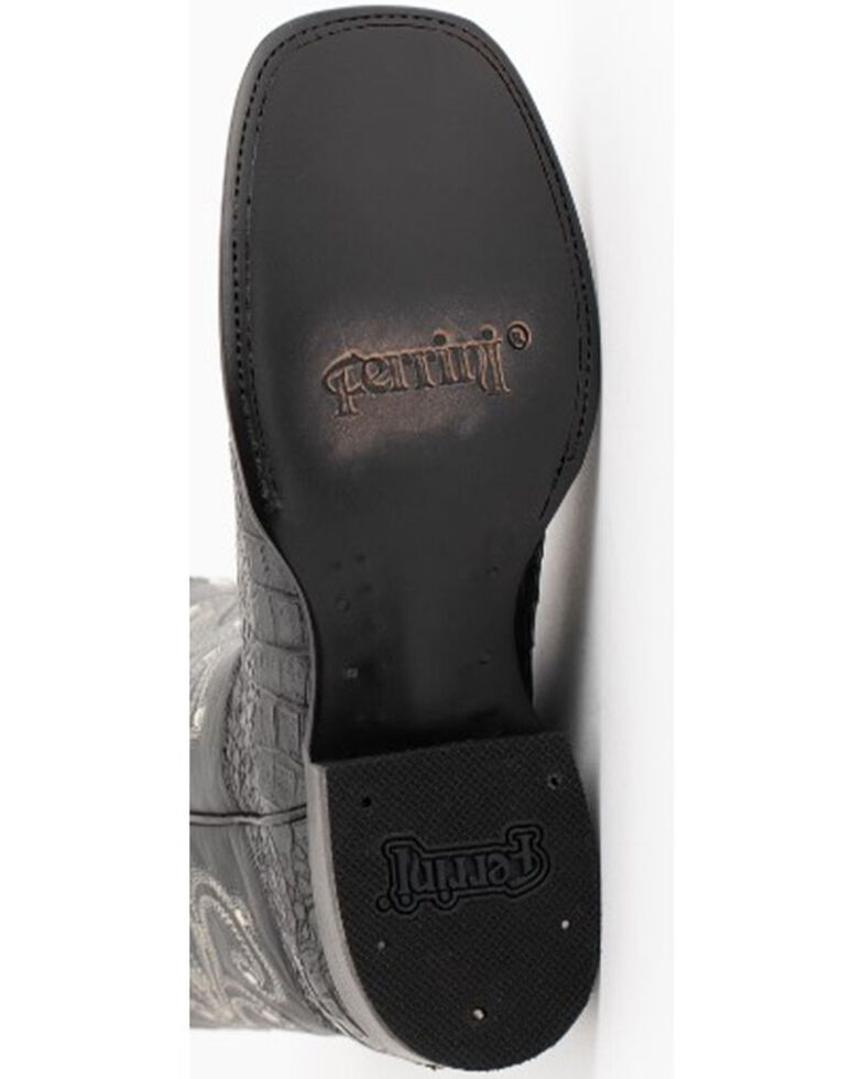 Ferrini Men's Black Caiman Croc Print Cowboy Boots - Wide Square Toe, Black, hi-res