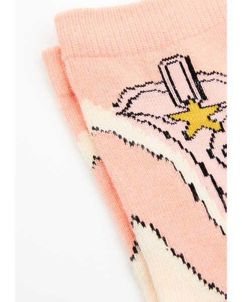 Rank 45 Girls' Pink Saddle & Stars Crew Socks, Pink, hi-res