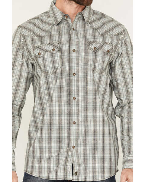 Image #3 - Moonshine Spirit Men's Bourbon Street Plaid Print Long Sleeve Snap Western Shirt, Brown, hi-res