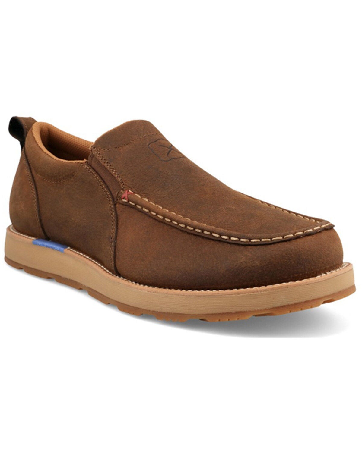 Twisted X Men's CellStretch&reg; Wedge Sole Slip-On Casual Shoes - Moc Toe, Brown, hi-res
