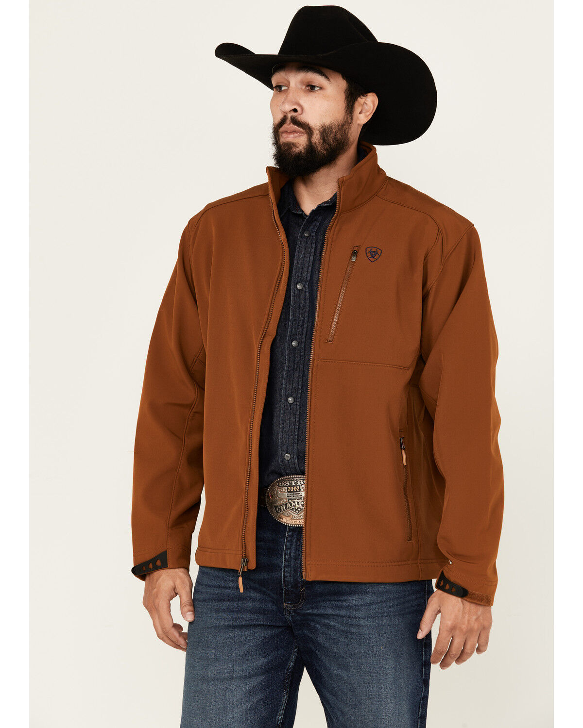 Image #2 - Ariat Men's Logo 2.0 Softshell Jacket, Chestnut, hi-res