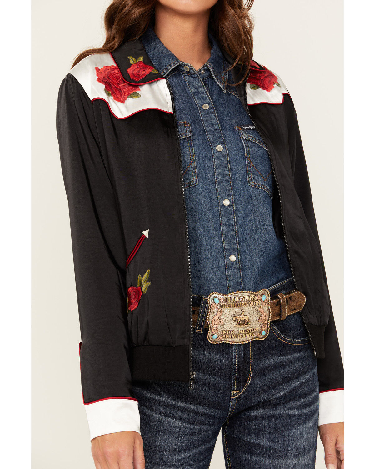 Image #3 - Ariat X Rodeo Quincy Women's Floral Bomber Jacket, Black, hi-res