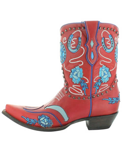 Image #3 - Double D by Old Gringo Women's Wagon Wheel Western Boots - Snip Toe , Red, hi-res