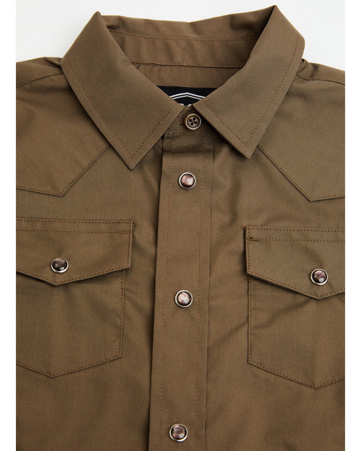 Image #2 - Gibson Trading Co Toddler Boys' Basic Solid Long Sleeve Pearl Snap Western Shirt, Chocolate, hi-res