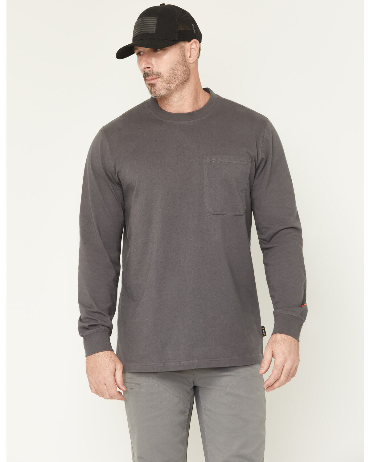 Image #2 - Hawx Men's Hawk Logo Long Sleeve Graphic Work T-Shirt, Charcoal, hi-res