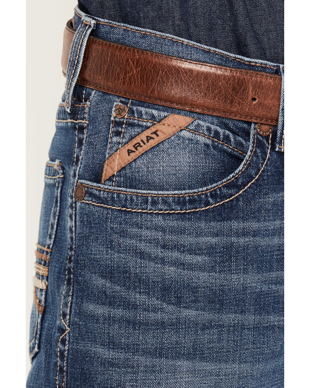 Image #2 - Ariat Men's M4 Heath Thornton Medium Wash Relaxed Bootcut Stretch Denim Jeans - Big, Medium Wash, hi-res