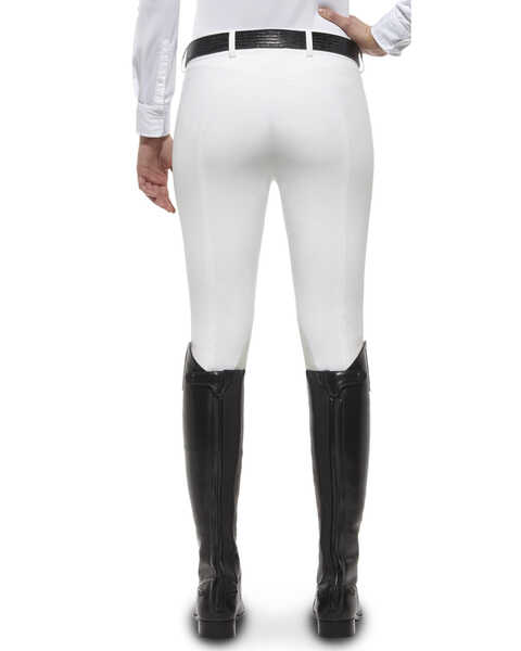 Image #1 - Ariat Women's Olympia Zip-Front Low Rise Knee Patch Breeches, White, hi-res