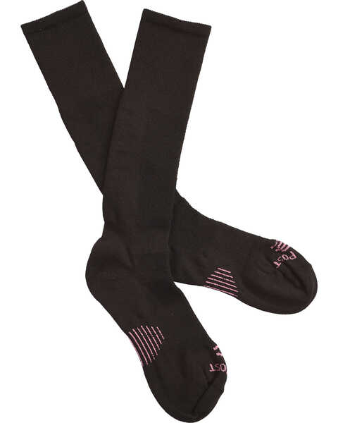 Image #1 - Dan Post Women's Cowgirl Certified Sleek Thin Socks - Black, Black, hi-res