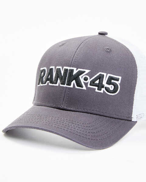 Image #1 - RANK 45® Men's Embroidered Logo Mesh-Back Ball Cap , Grey, hi-res