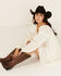 Image #2 - Jolt Women's Lace Trim Long Sleeve Tiered Mini Dress, Ivory, hi-res
