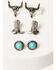 Shyanne Women's Autumn Sunset 6-Piece Cowboy Boot Earrings Set, Silver, hi-res