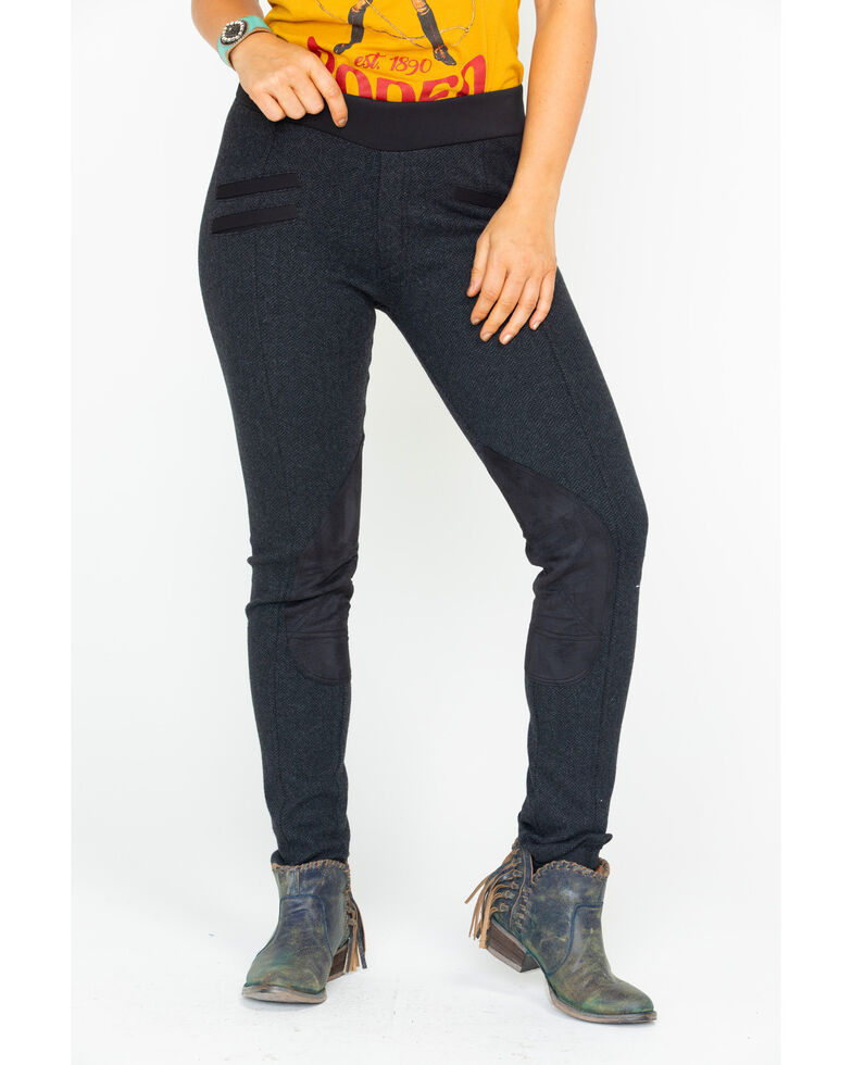 Tasha Polizzi Women's Herringbone Equestrian Pants  , Black, hi-res