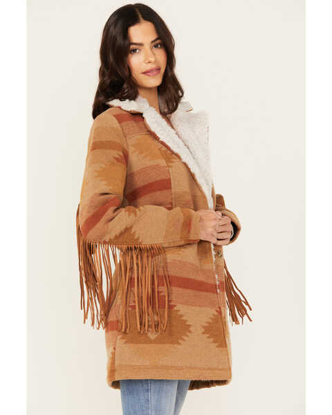 Image #2 - Idyllwind Women's Nettie Sherpa Collar Tonal Blanket Coat , Medium Brown, hi-res