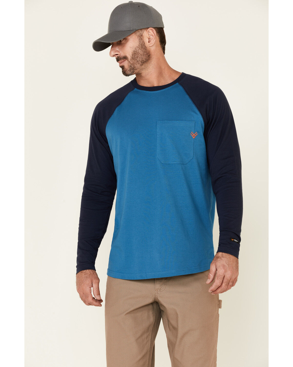 Image #1 - Hawx Men's Original Baseball Crew Long Sleeve Work T-Shirt, Blue, hi-res