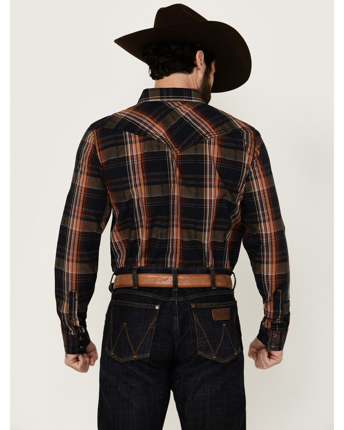 Image #4 - Cody James Men's Trouble Plaid Print Long Sleeve Snap Western Shirt, Navy, hi-res