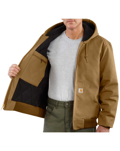 Carhartt Men's Quilted Flannel Lined Duck Active Work Jacket, Brown, hi-res