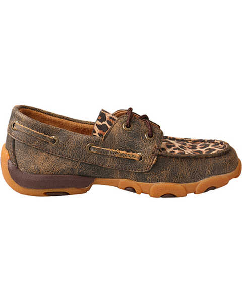 Twisted X Little Girls' Cheetah Moccasin Loafers , Brown, hi-res