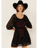 Image #4 - Shyanne Women's Smocked Southwestern Floral Embroidered Mini Dress, Black, hi-res
