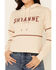 Shyanne Women's Tan & White Embroidered Logo Crop Hoodie , Tan, hi-res