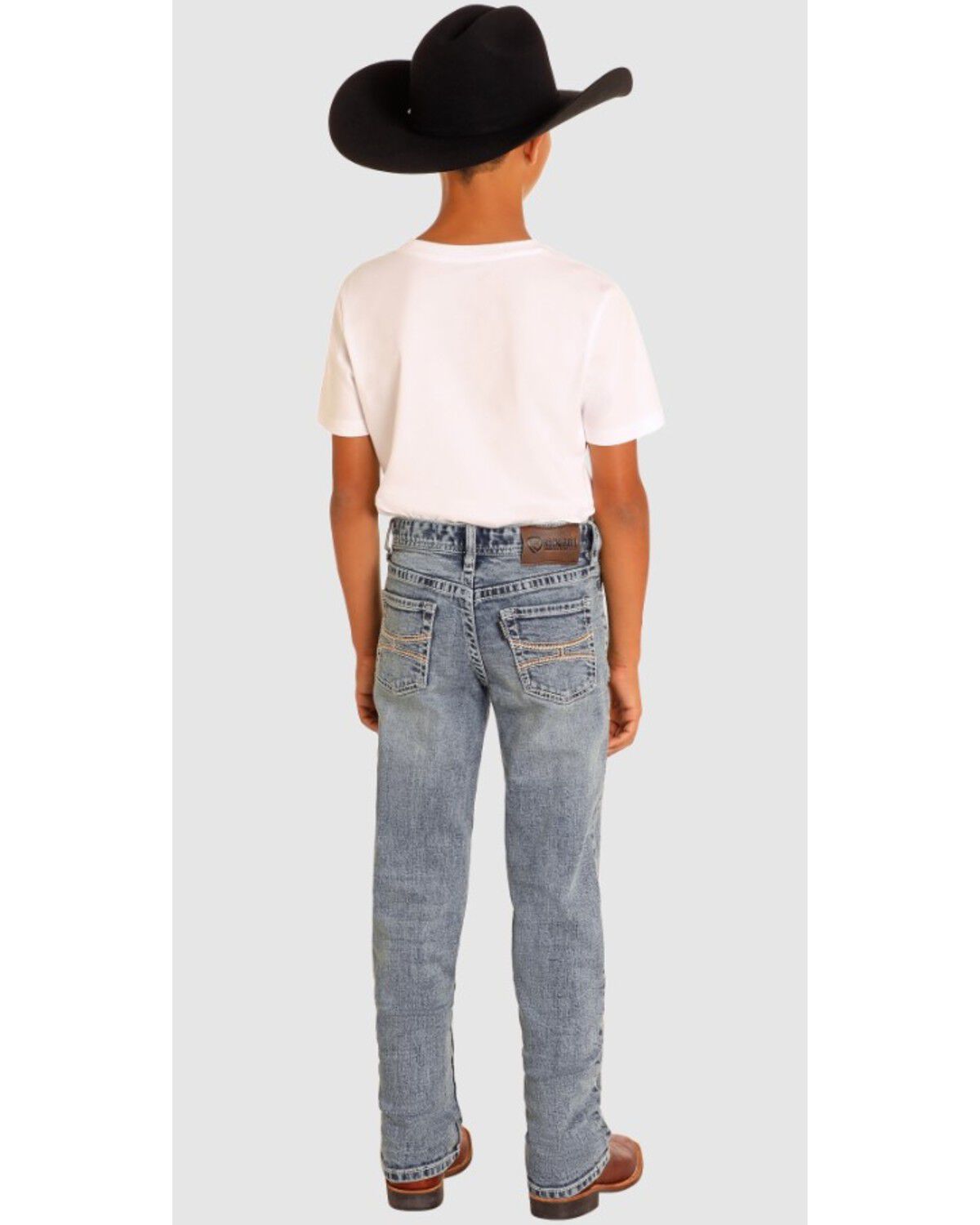 Image #3 - Hooey by Rock & Roll Denim Boys' Revolver Slim Straight Stretch Denim Jeans, Blue, hi-res