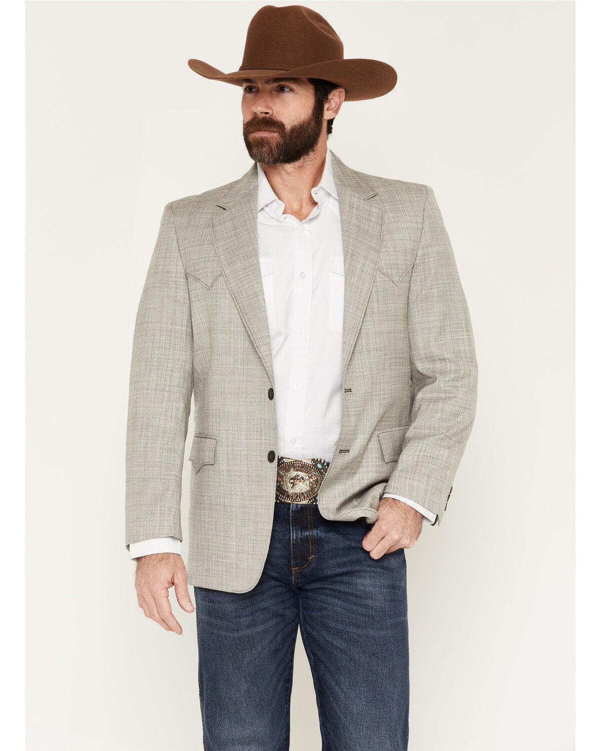 Image #1 - Circle S Men's Houston Button-Down Sportcoat - Big, Heather Grey, hi-res