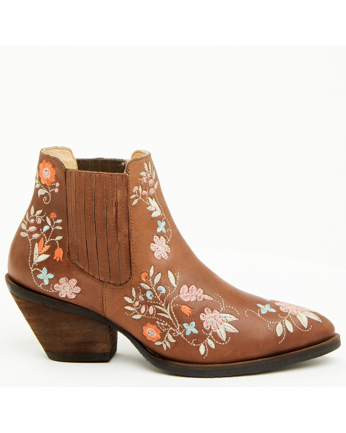 Image #2 - Shyanne Women's Didi Floral Booties - Round Toe, Brown, hi-res