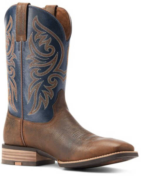 Image #1 - Ariat Men's Slingshot Rowdy Western Performance Boots - Broad Square Toe, Brown, hi-res
