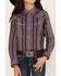 Image #3 - Cruel Girl Girls' Wallpaper Stripe Print Long Sleeve Western Pearl Snap Shirt, Purple, hi-res