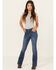 Image #3 - Shyanne Girls' Maren Medium Wash Embroidered Pocket Bootcut Comfort Stretch Denim Jeans, Medium Wash, hi-res