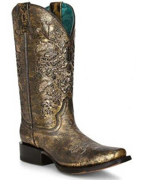 Image #1 - Corral Women's Metallic Western Boots - Snip Toe, Beige/khaki, hi-res