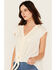 Image #1 - Nostalgia Women's Embroidered Lace Trim Tie-Front Top, Ivory, hi-res