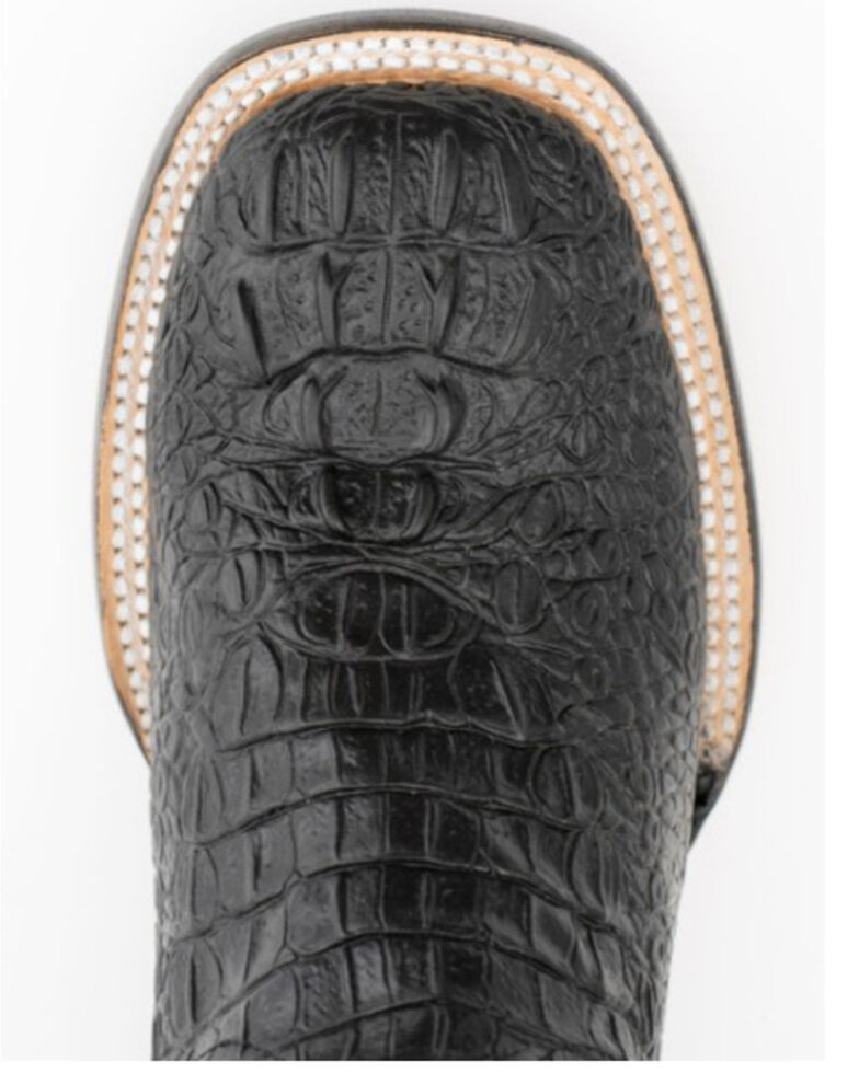 Ferrini Caiman Croc Print Leather Cowgirl Boots - Square Toe, Black, hi-res