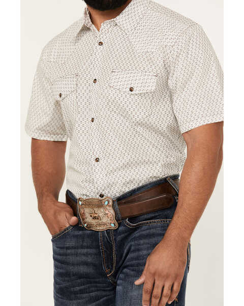 Image #3 - Gibson Trading Co Men's Moonlight Geo Print Short Sleeve Snap Western Shirt , White, hi-res