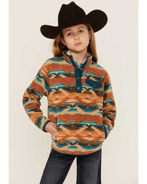 Image #1 - Cruel Girl Girls' Southwestern Print Fleece Pullover, Beige, hi-res