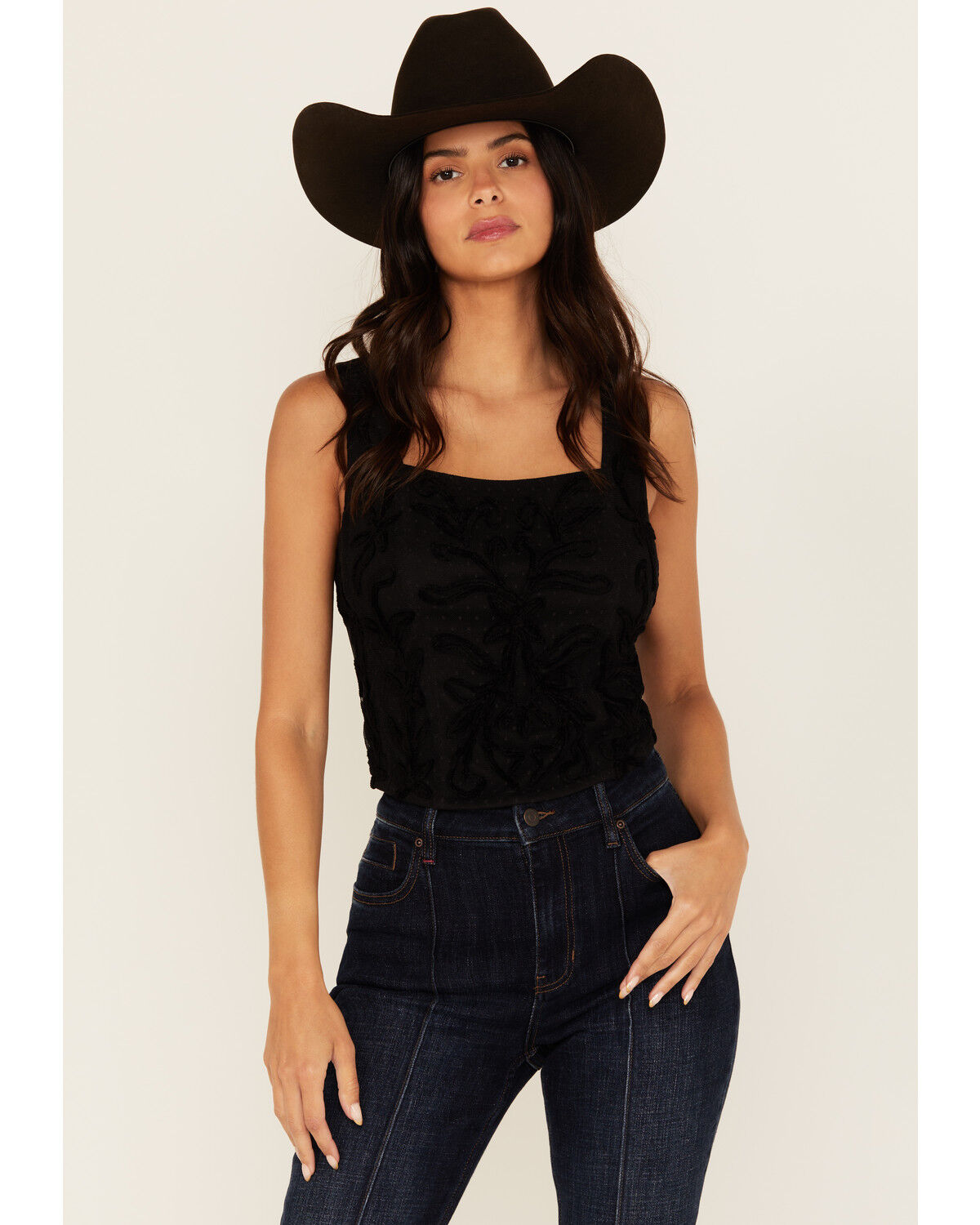 Image #1 - Idyllwind Women's Tigerbelle Soutache Lace Sleeveless Top, Black, hi-res
