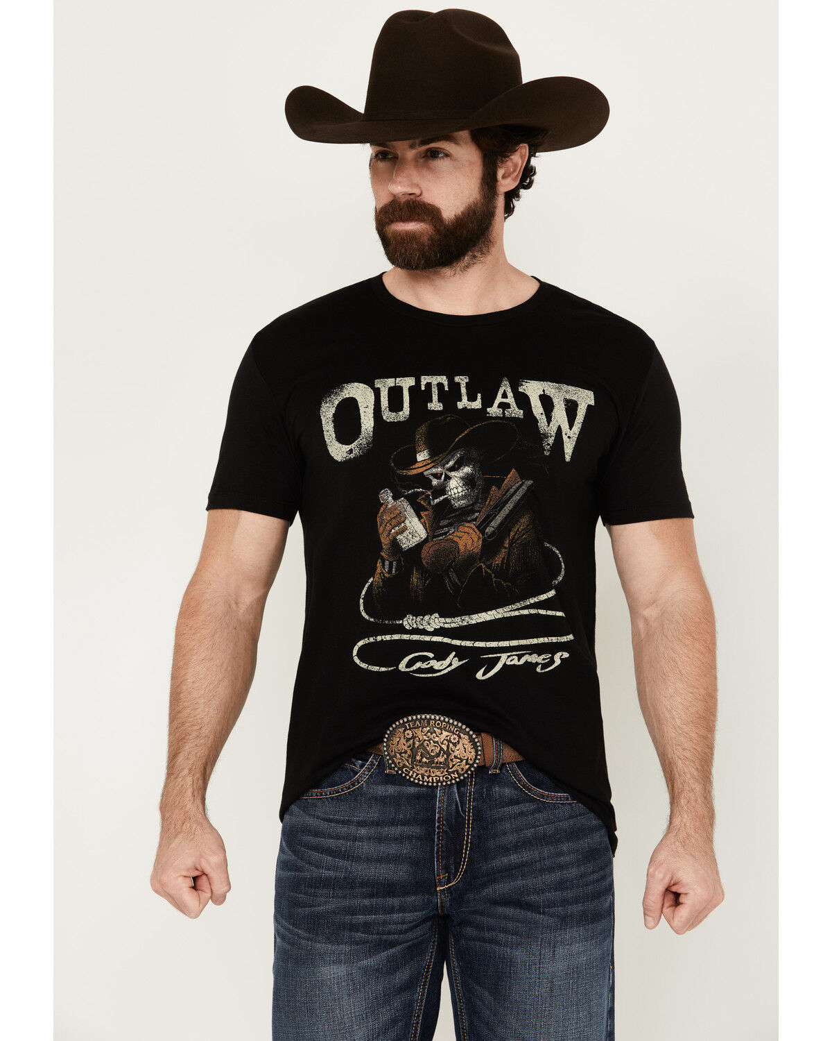 Image #1 - Cody James Men's Outlaw Short Sleeve Graphic T-Shirt, Black, hi-res