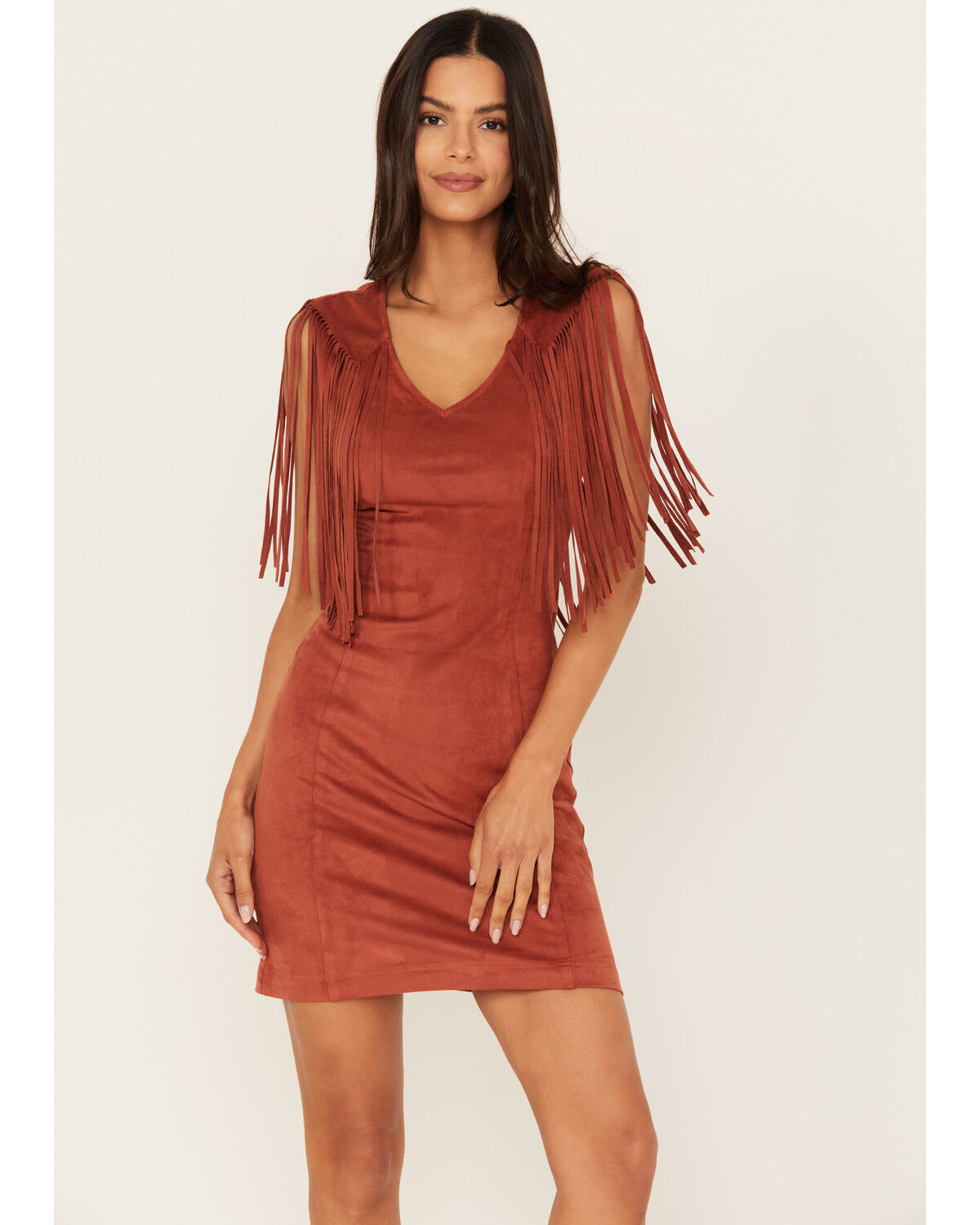 Idyllwind Women's Lady Bird Faux Suede Fringe Muscle Sleeve Mini Dress