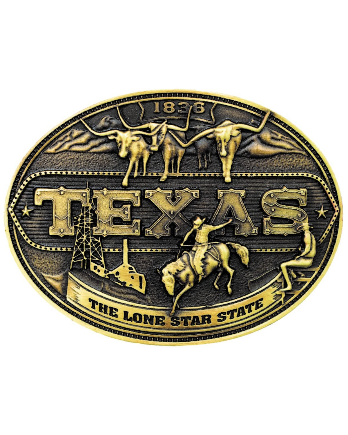 Cody James Men's Texas Heritage Belt Buckle, Gold, hi-res