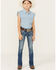 Image #1 - Shyanne Little Girls' Americana Horseshoe Pocket Stretch Bootcut Jeans , Blue, hi-res