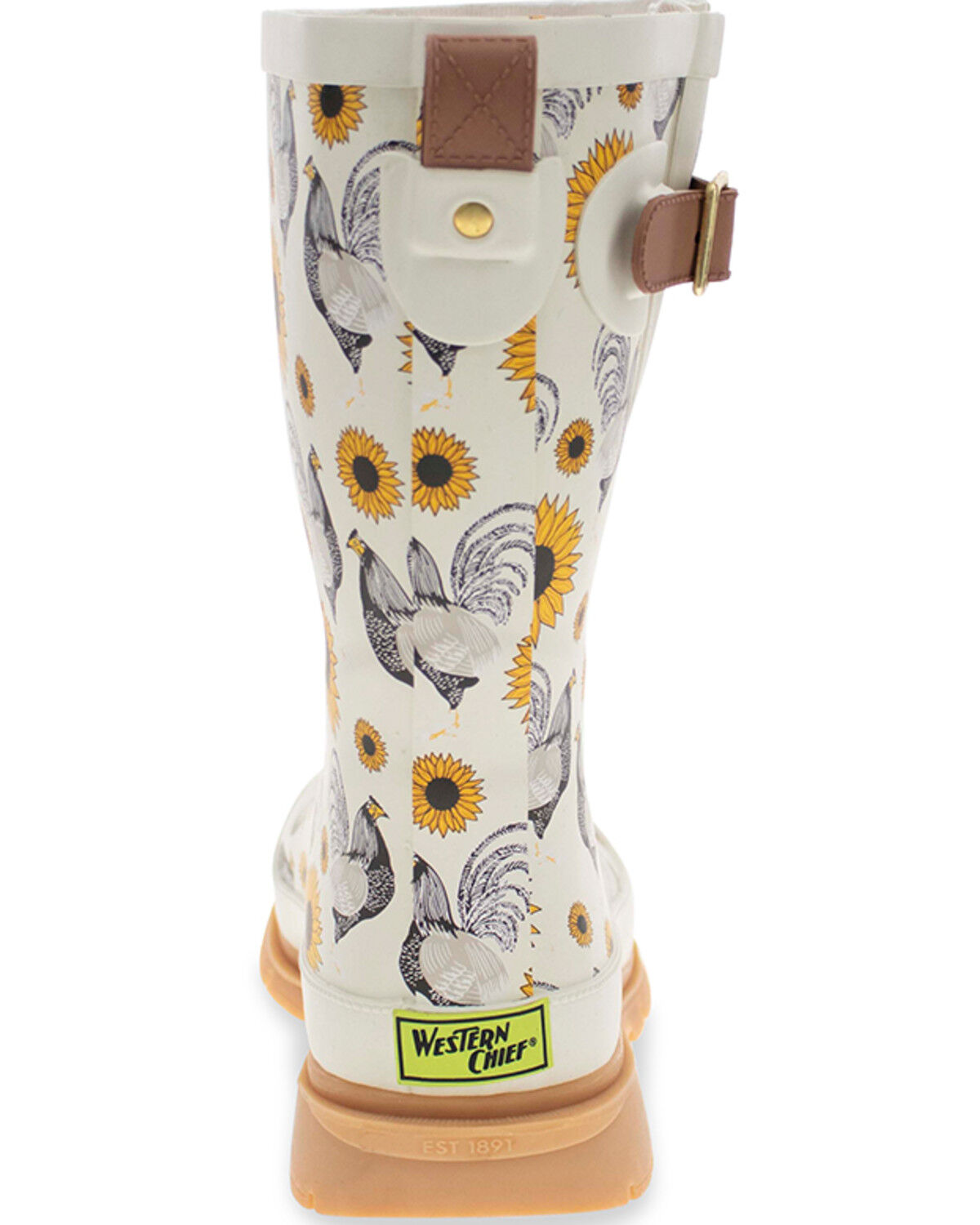 Image #5 - Western Chief Women's Rooster Mid Rain Boots - Round Toe, Cream, hi-res