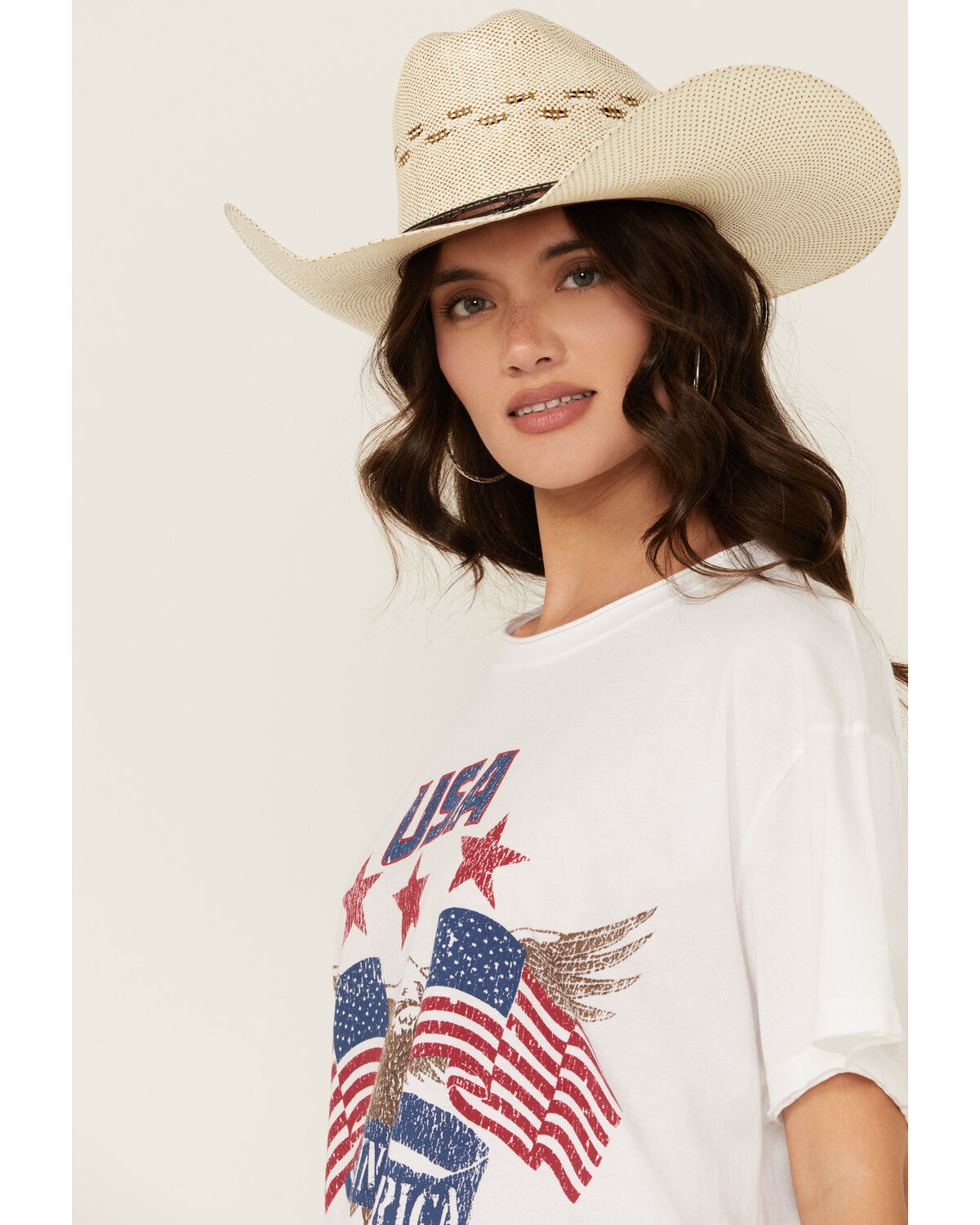 Image #2 - Show Me Your Mumu Women's USA Short Sleeve Graphic Tee, White, hi-res