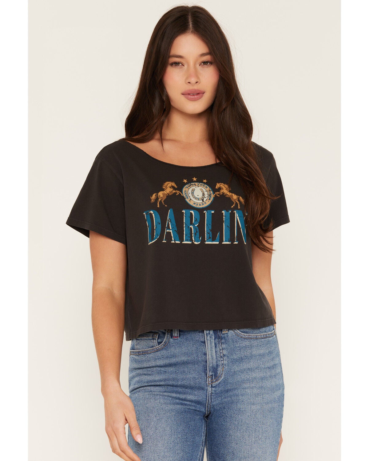 Idyllwind Women's Darlin' Off The Shoulder Short Sleeve Graphic Tee, Black, hi-res