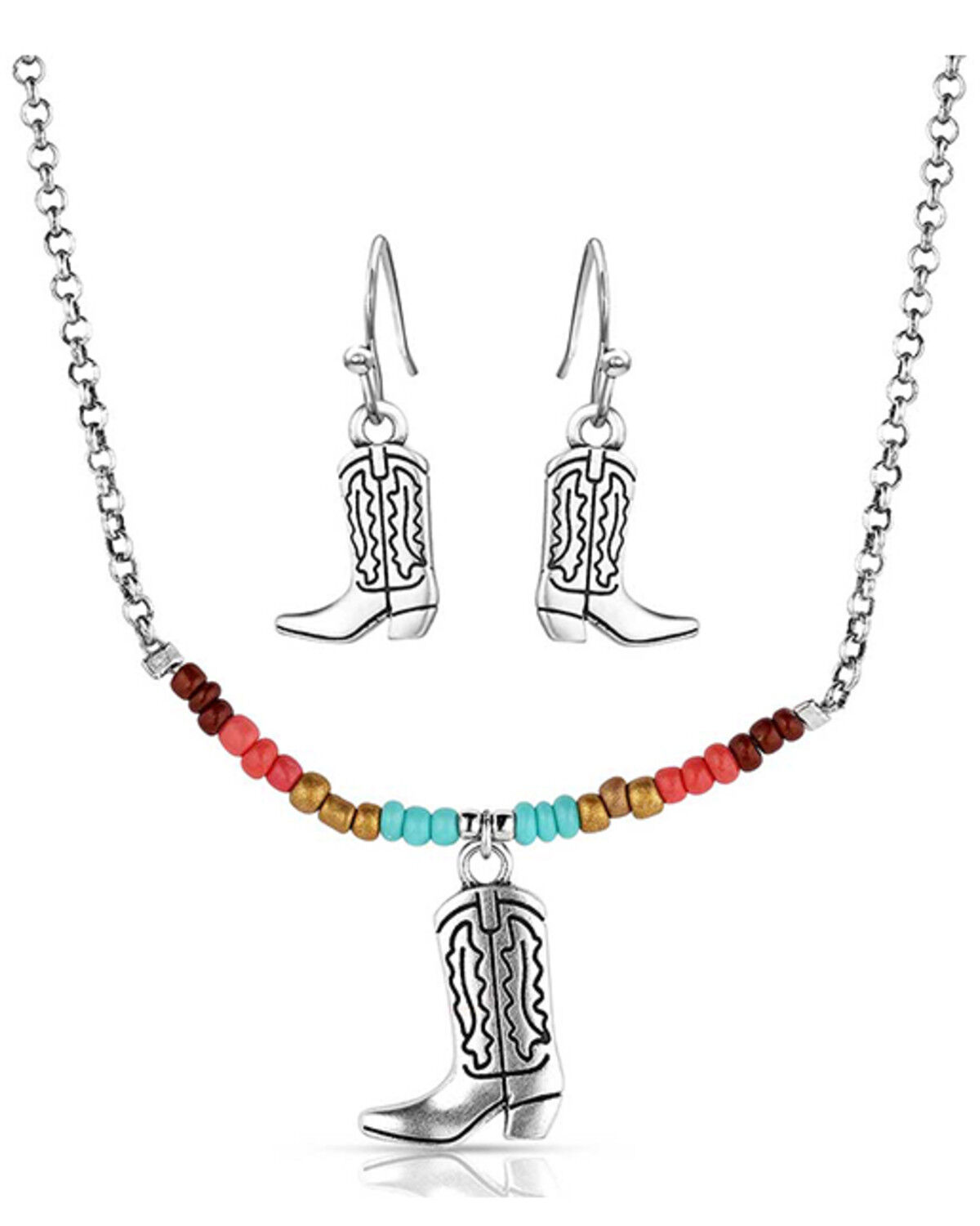 Image #1 - Montana Silversmiths Women's Colorstruck Cowboy Boot Beaded Jewelry Set - 2 Piece, Silver, hi-res