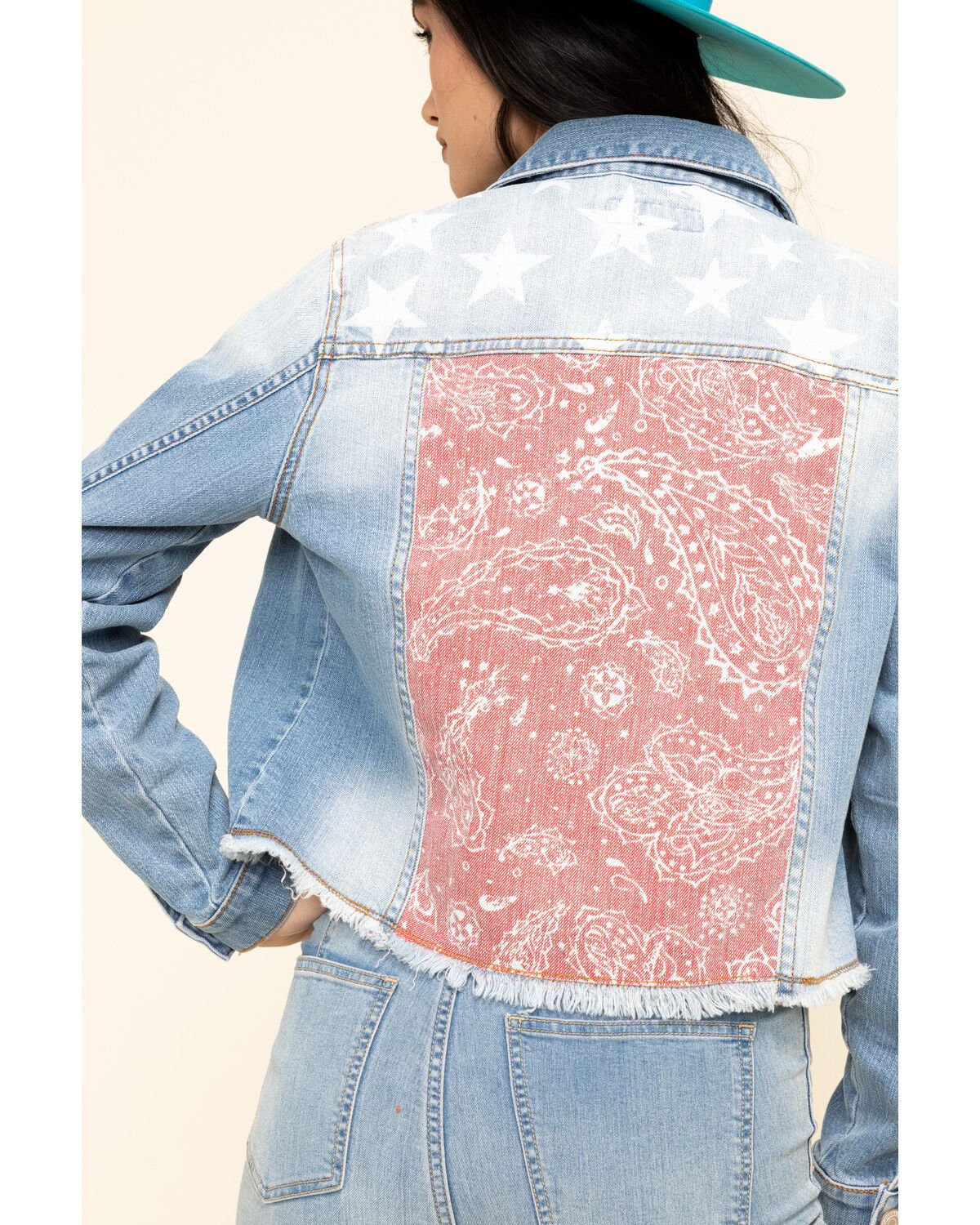 Image #5 - Shyanne Women's Cropped Paisley Americana Denim Trucker Jacket , , hi-res