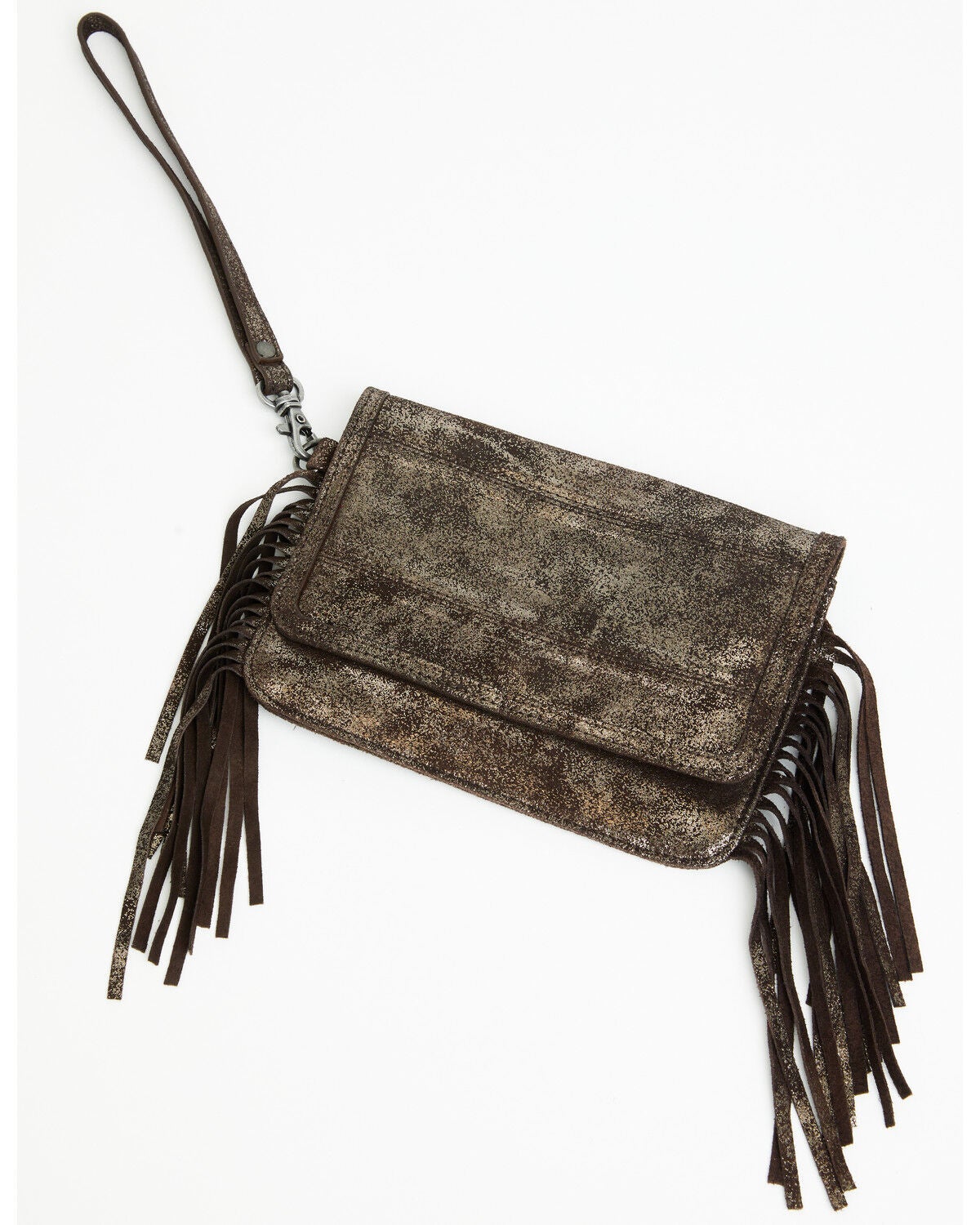 Image #2 - Idyllwind Women's Briley Oversized Metallic Fringe Clutch, Chocolate, hi-res
